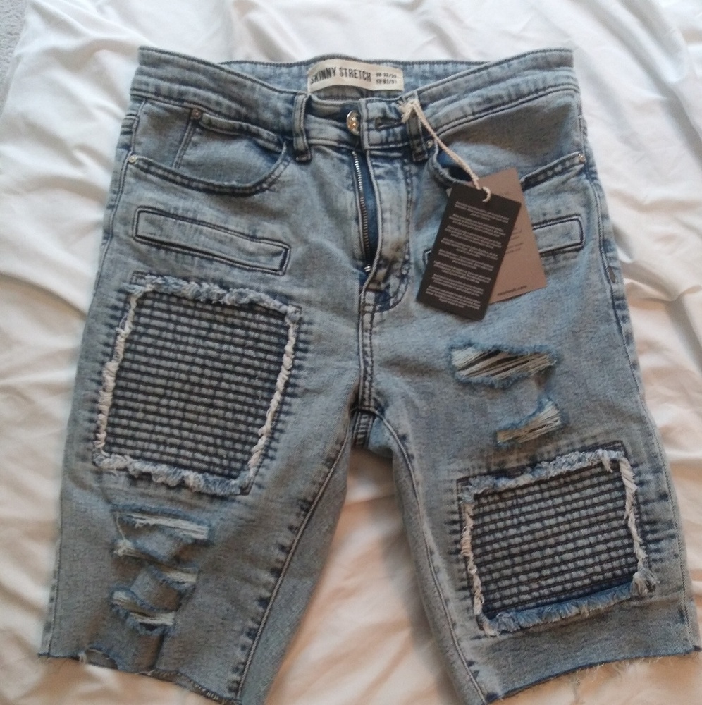 Mens skinny fit denim shorts
